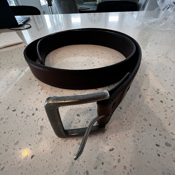 Genuine leather.Buckle snaps. Size 42.  Worn twice. Dark brown w/red undertone. - Picture 5 of 5